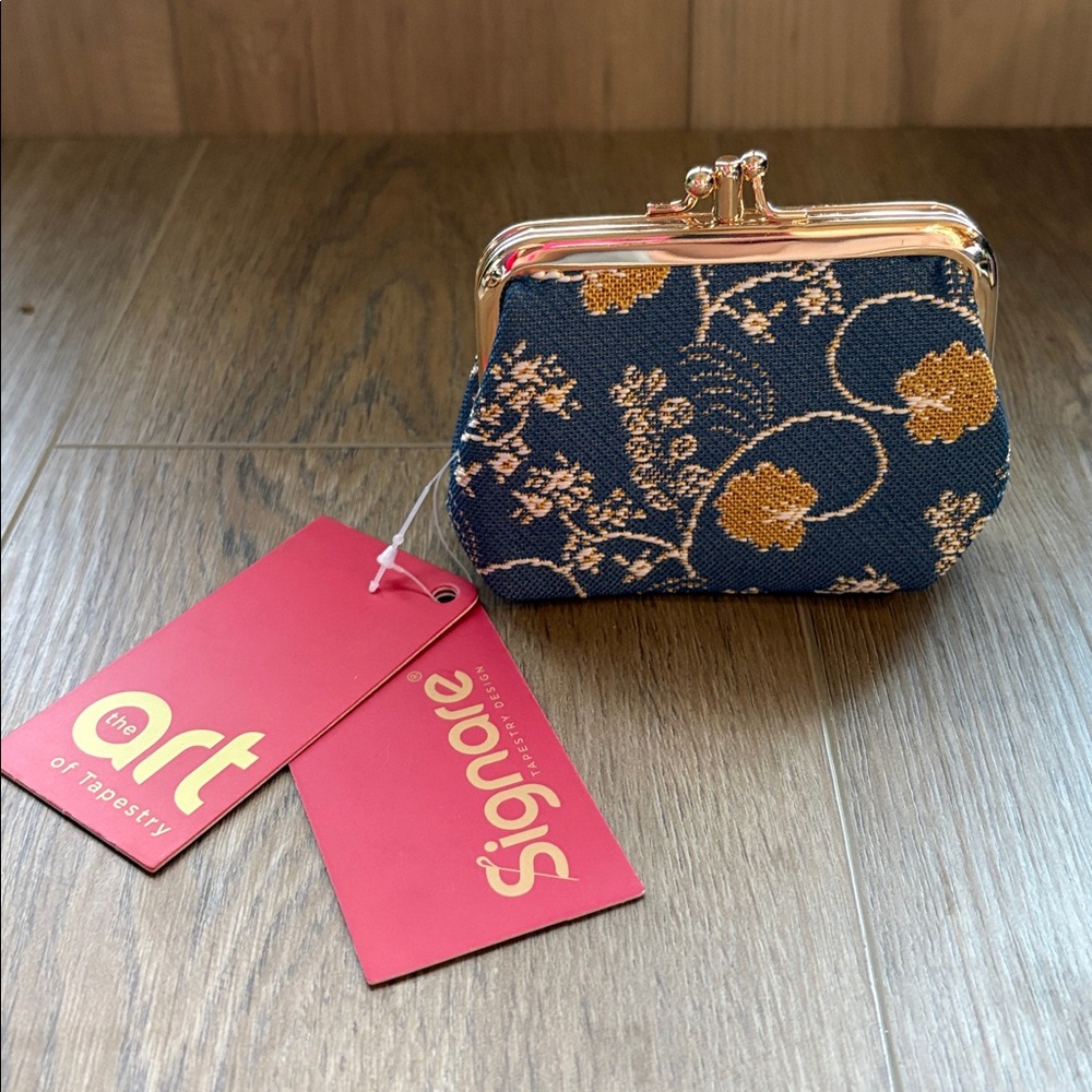 Signare USA Jane Austen Blue Coin Clasp Frame Purse Wallet Tapestry Blue Regency